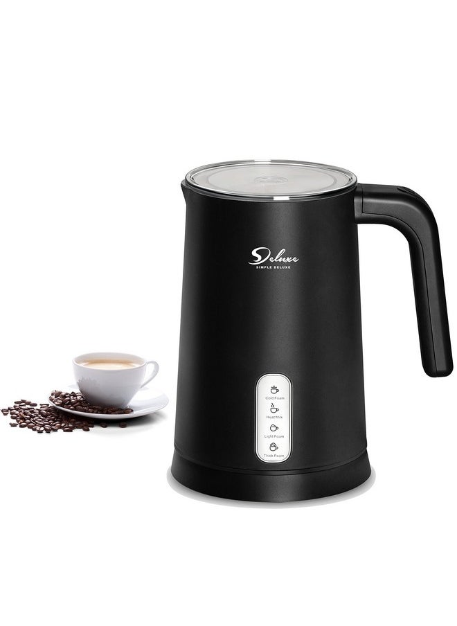 Simple Deluxe Automatic Milk Frother, 4-in-1 Electric Milk Steamer, 250ml/8.4oz Hot and Cold Milk Foam Maker and Milk Warmer for Latte, Macchiato, Cappuccinos, Classic Black