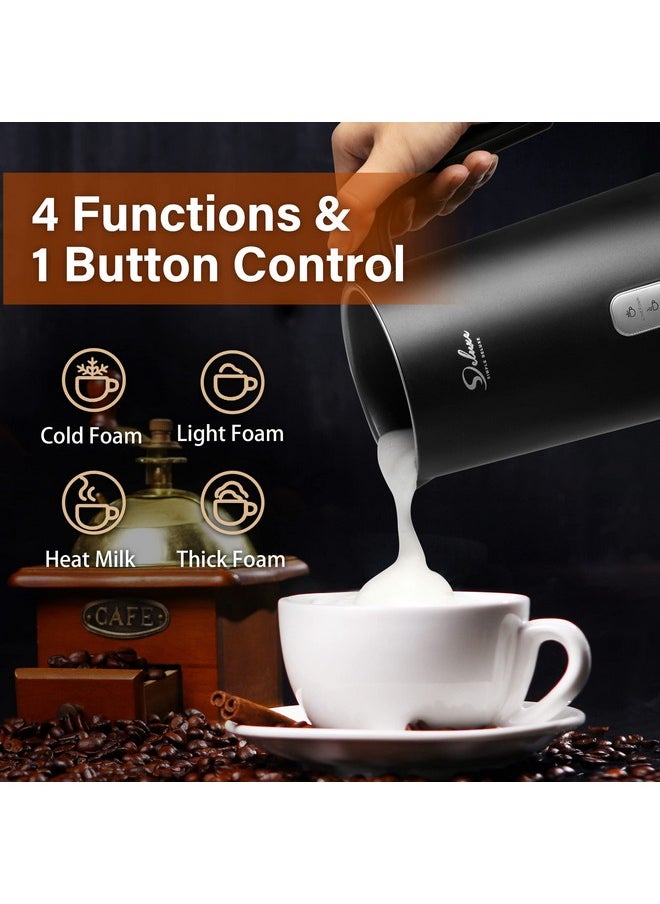 Simple Deluxe Automatic Milk Frother, 4-in-1 Electric Milk Steamer, 250ml/8.4oz Hot and Cold Milk Foam Maker and Milk Warmer for Latte, Macchiato, Cappuccinos, Classic Black