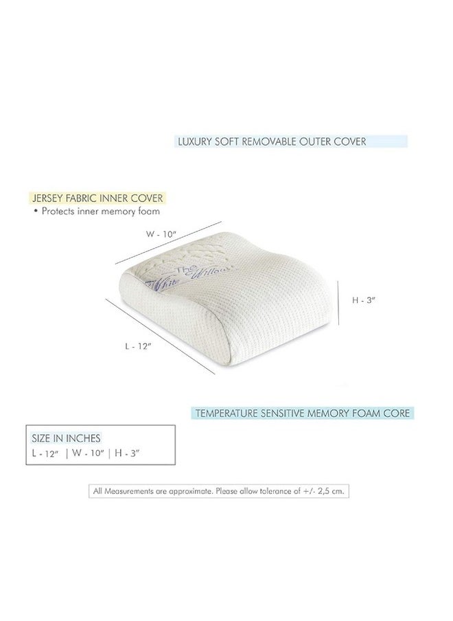 The White Willow Vintage Blue Memory Foam 1 Piece Mini Contour Travel Pillow with Cover - 12