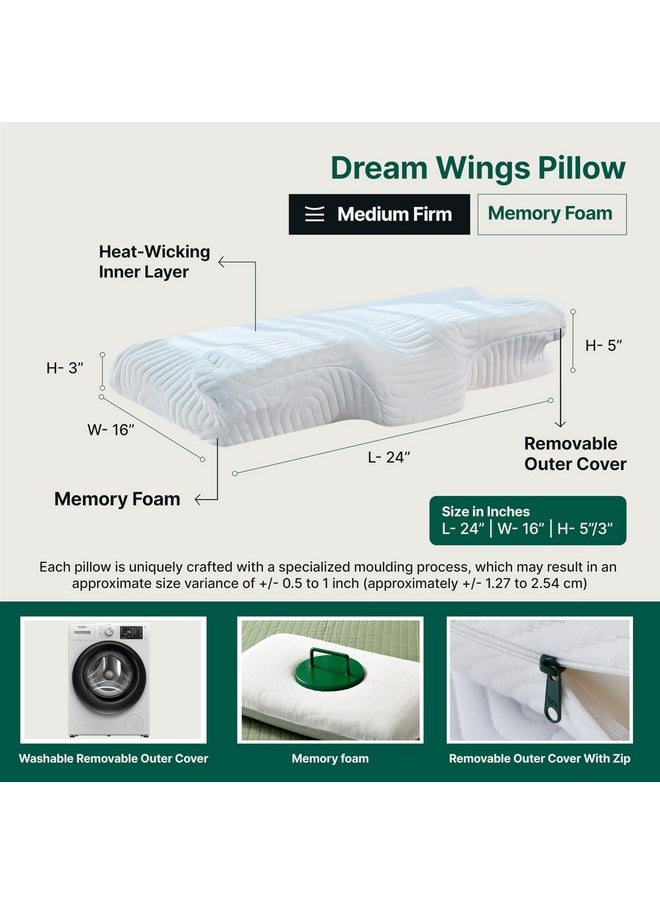 The White Willow Butterfly Cervical Pillow For Neck & Shoulder Pain Relief- Butterfly Pillow Memory Foam For Back & Side Sleeper-Dual Height Ergonomic Neck Support Orthopedic Pillow For Sleeping-White