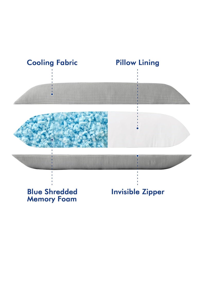 MIULEE 20x54 Body Pillow for Adults, Blue Memory Foam Long Body Pillow,Full Soft Support w/Removable Cooling Breathable Waffle Fabric Pillowcase Long Pillow for Sleeping/Side Sleeper/Back/Stomach