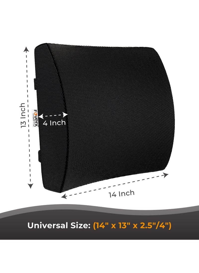 Orthopedic Lumbar Support Memory Foam Cushion-Made for Back Pain Relief-Ideal Pillow for Computer/Office Chair(Black)