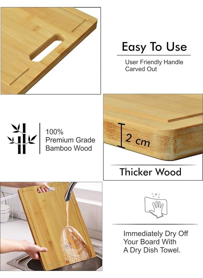 Yellow Weaves Natural Bamboo Wood Cutting Board/Chopping Board with Juice Groove for Kitchen (24 x 34 cm)