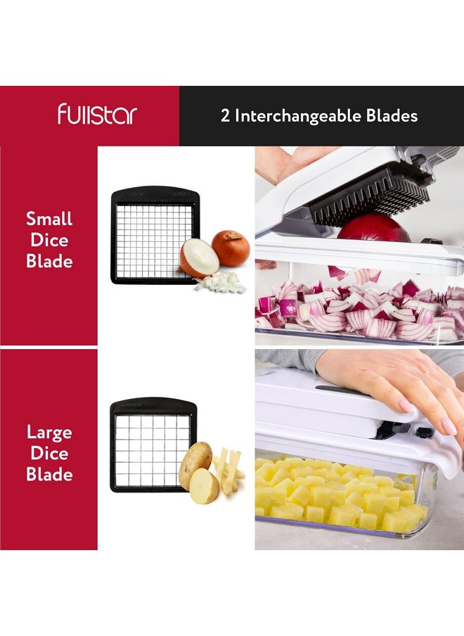 Fullstar Vegetable Chopper - Food Chopper - Onion Chopper - Vegetable Slicer & Spiralizer - Veggie Chopper with Container - Kitchen Gadgets - Home Essentials - Kitchen Accessories (2 in 1, White)