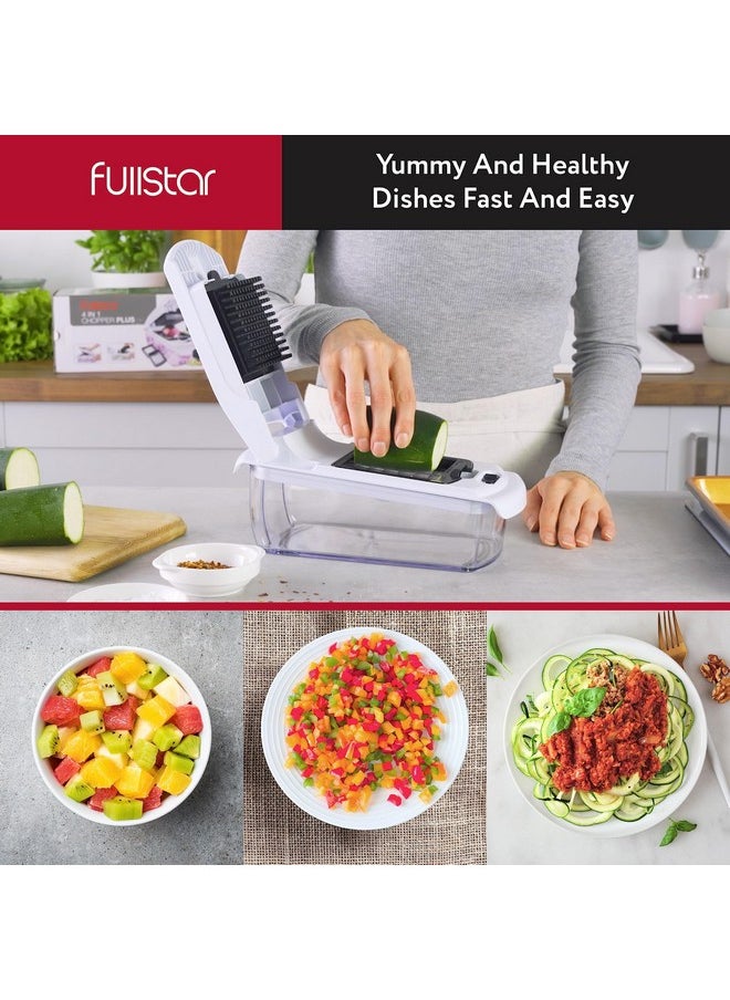 Fullstar Vegetable Chopper - Food Chopper - Onion Chopper - Vegetable Slicer & Spiralizer - Veggie Chopper with Container - Kitchen Gadgets - Home Essentials - Kitchen Accessories (2 in 1, White)