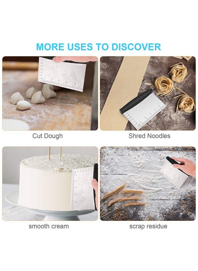 UUBAAR Stainless Steel Bench Scraper and Dough Cutter - Multi-Purpose Kitchen Tool With Contoured Grip for Baking and Cooking