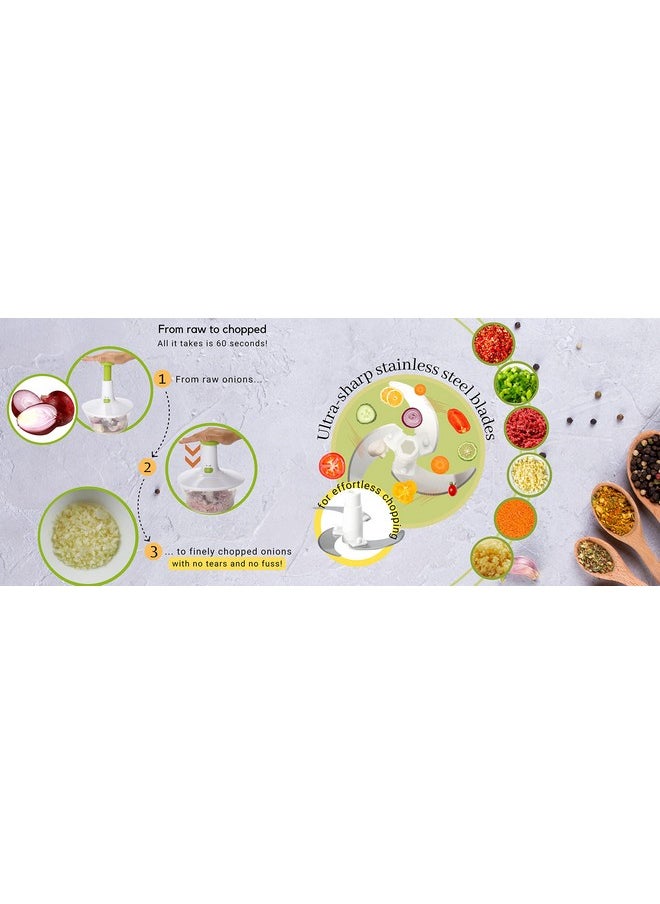 Brieftons Express Manual Food Chopper: 6.8-Cup, Hand Chopper Vegetable Cutter to Chop Veggies, Fruits, Herbs, Garlic Onion Chopper for Salsa, Salad, Pesto, Hummus, Guacamole, Coleslaw, Indian Cooking