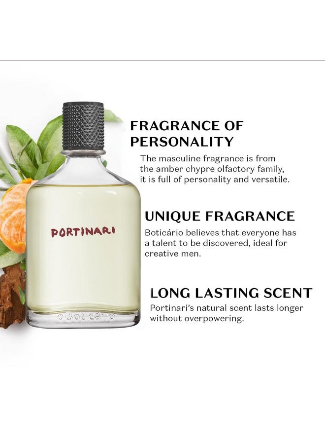Portinari Eau de Toilette by O Boticario | Long Lasting Perfumes for Men | Fresh Citrus & Spice Men's Fragrance (3.38 fl oz)