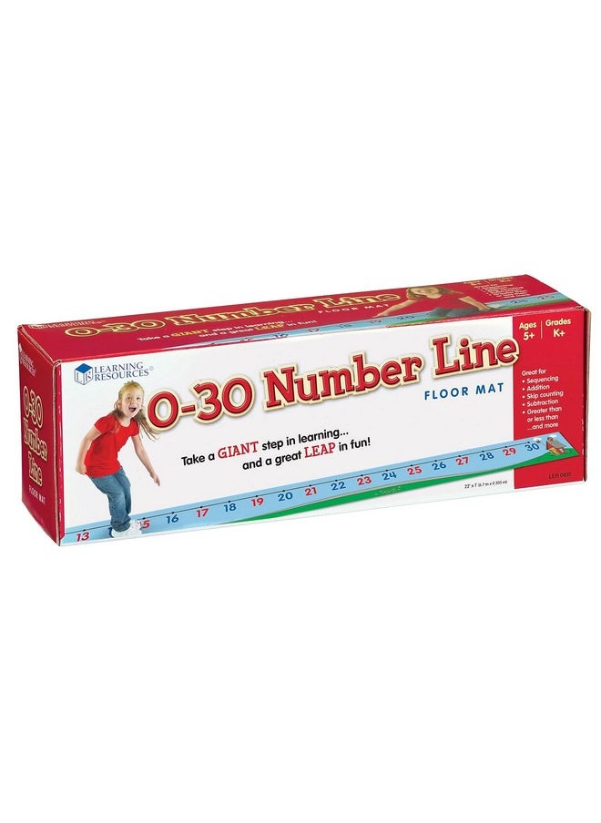 Learning Resources 0-30 Number Line Floor Mat, Blue 22 L x 1 W ft