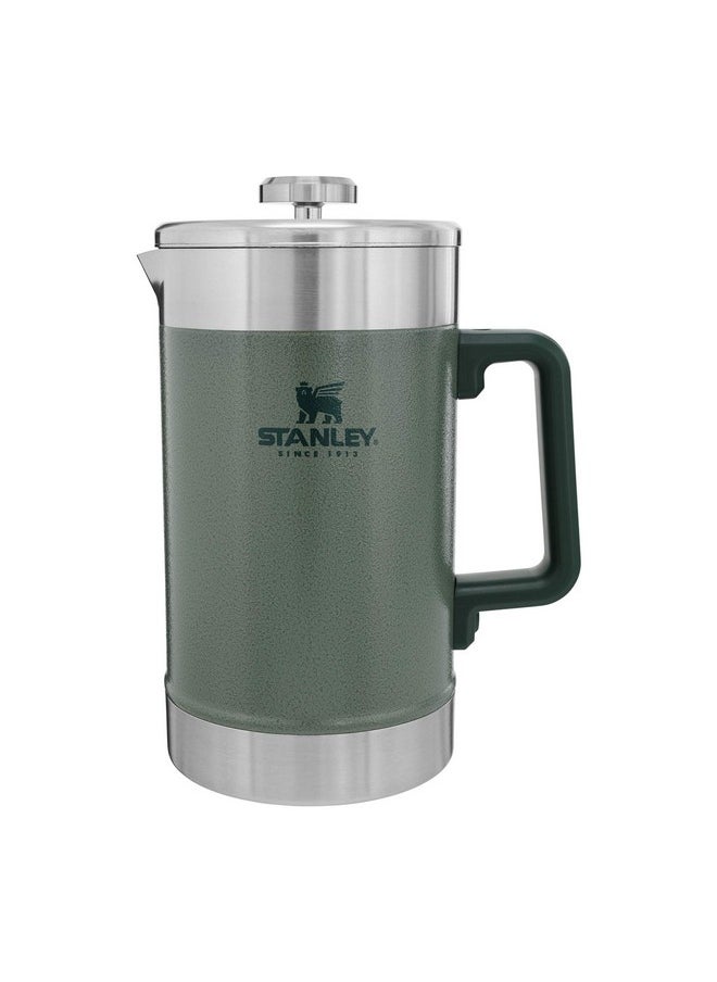 Stanley French Press 48oz with Double Vacuum Insulation, Stainless Steel Wide Mouth Coffee Press, Large Capacity, Ergonomic Handle, Dishwasher Safe, Hammertone Green