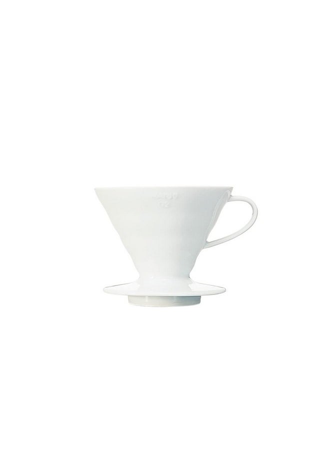 Hario V60 Ceramic Coffee Dripper Pour Over Cone Coffee Maker Size 02, White