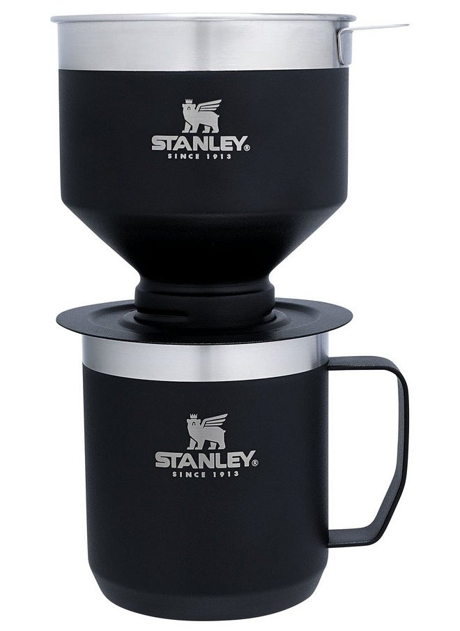 Stanley Perfect Brew Pour Over Set with Camp Mug- Reusable Filter - BPA-Free - Easy-clean Stainless Steel Coffee Maker - Matte Black