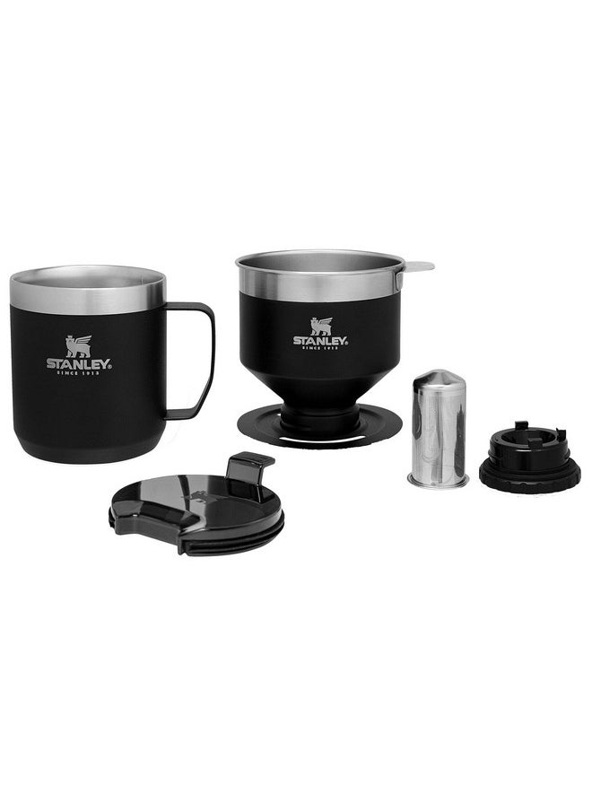 Stanley Perfect Brew Pour Over Set with Camp Mug- Reusable Filter - BPA-Free - Easy-clean Stainless Steel Coffee Maker - Matte Black