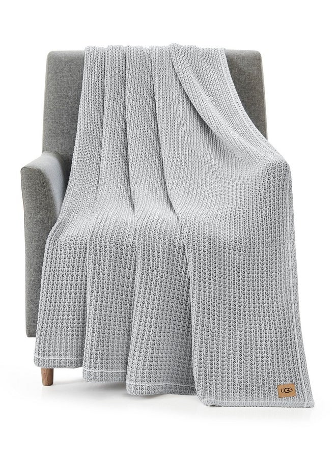 UGG 38815 Luna Cotton Oversized Waffle Knit Throw Blanket Super Soft Lightweight Breathable Cozy Machine Washable Cotton Comfort Summer Throw Blankets for Home or Travel, 70 x 50-Inch, Stone