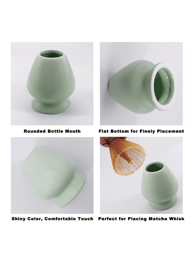 Japanese Matcha Tea Set, Unique Matcha Set - Flower-Shaped Bamboo Matcha Bowl, Matcha Whisk, Green Whisk Stand, Traditional Scoop