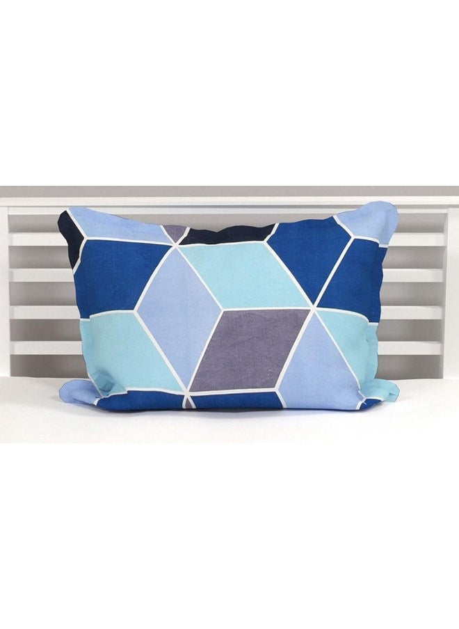 BSB HOME Printred 144 TC Microfiber Single Bedsheet Coat Bedsheet with 1 Pillow Cover - Fotball Pattren, Blue and Grey