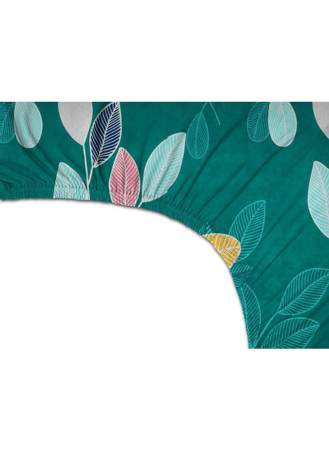 BSB HOME Premium Cotton All Round Elastic Fitted Bedsheets with 2 Pillow Covers | Double Bed with Longlasting 180 TC Supersoft Wrinklefree | for 78x72+10 Mattress (Floral, Dark Green)