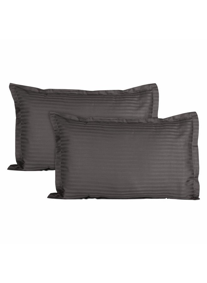 Trance Home Linen 200 TC Cotton Standard Size 18x28 inch Satin Stripe Pillow Covers | Pillow Cases | Set of 2 Piece Pillow Covers only |Standard Size (Dark Grey, 18 X 28 inch)