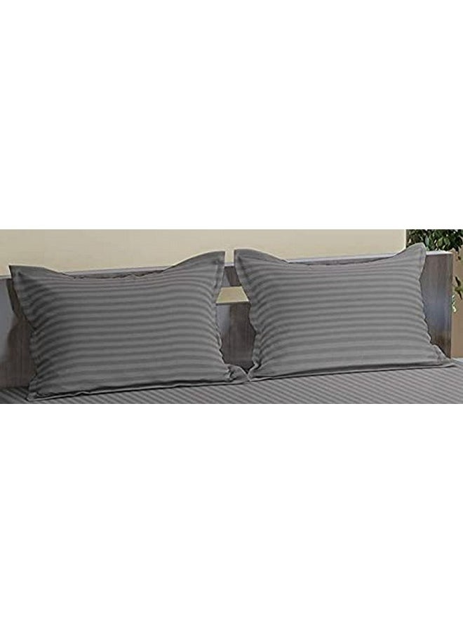 Trance Home Linen 200 TC Cotton Standard Size 18x28 inch Satin Stripe Pillow Covers | Pillow Cases | Set of 2 Piece Pillow Covers only |Standard Size (Dark Grey, 18 X 28 inch)