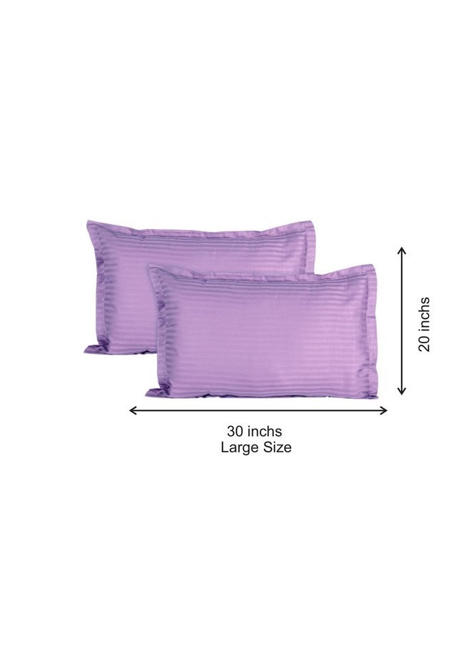 Trance Home Linen 200 TC Cotton Large Size 20x30 inch Satin Stripe Pillow Covers | Pillow Cases | Set of 2 Piece Pillow Covers only |Large Size (Lilac Purple, 20 X 30 inch)