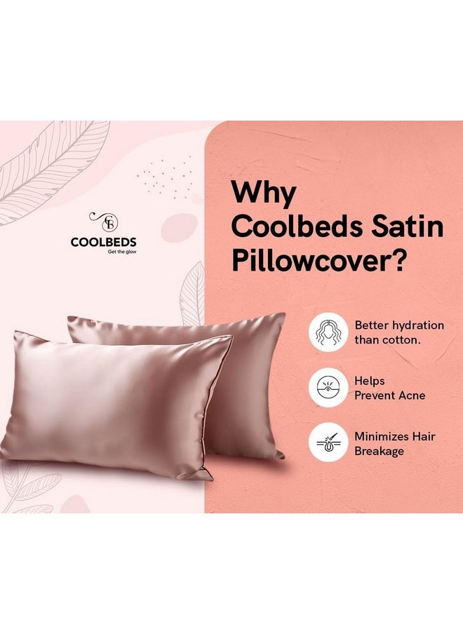 Coolbeds Satin Silk Pillow Cover for Hair and Skin-with Satin Scrunchies for Women Stylish|Satin Pillow Covers for Hair and Skin 2Pack|Silk scrunchies for Women 3Pack|Silk Pillow Case