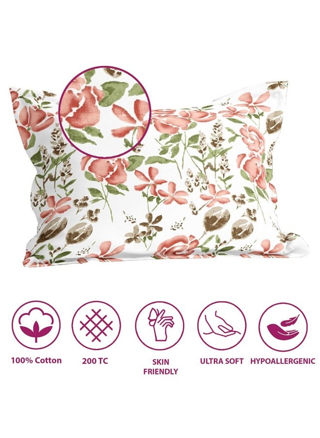 Trance Home Linen Floral 180 TC Cotton Printed Pillow Covers | Pillow Cases | Set of 2 Piece Pillow Covers only |Large Size (20 X 30 inch, Huvu Red)