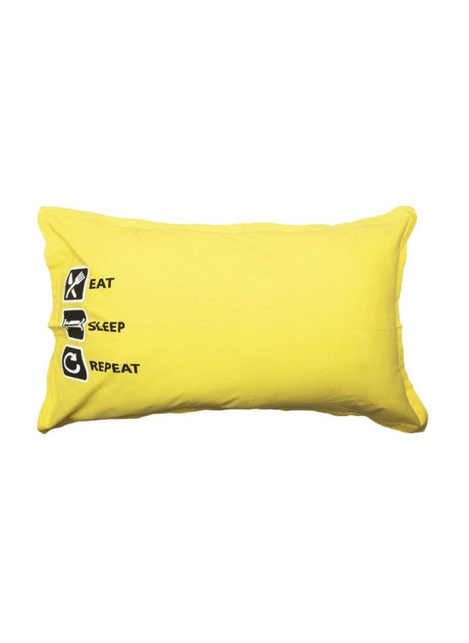 Swayam Eat Sleep Repeat Graffiti Yellow Pillow Cover Set of 2