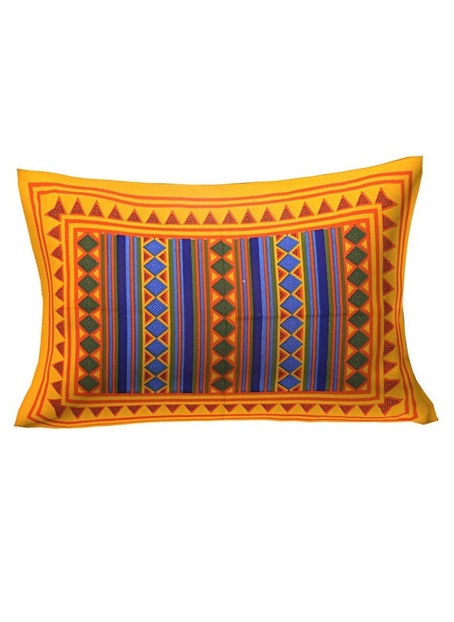 RajasthaniKart 100% Cotton Pillow Cover (Set of 2) - Multicolor - Blue (Yellow, 2)
