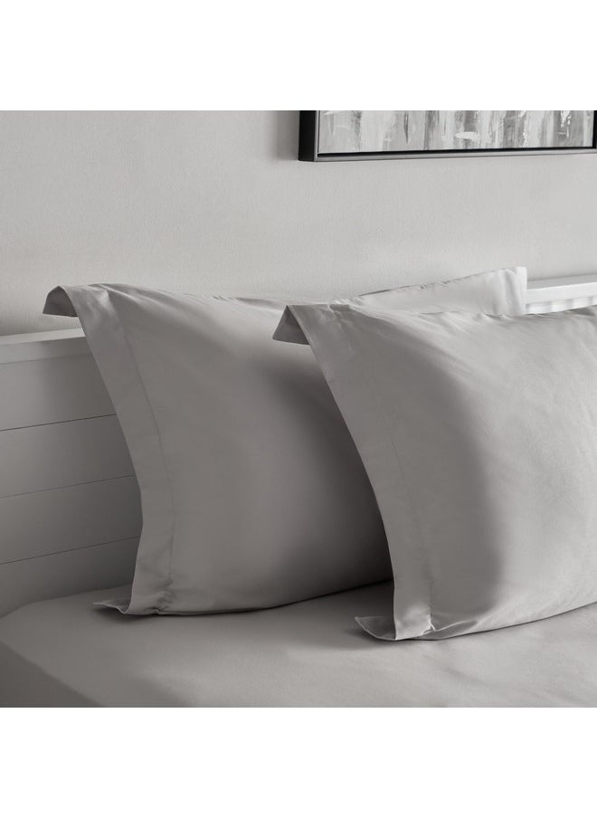 Opulent Luxe 2-Pieces Solid Cotton Pillowcase Set 75 x 5 x 50 cm