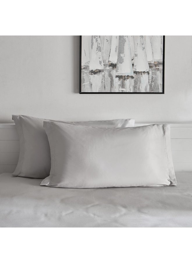 Opulent Luxe 2-Pieces Solid Cotton Pillowcase Set 75 x 5 x 50 cm