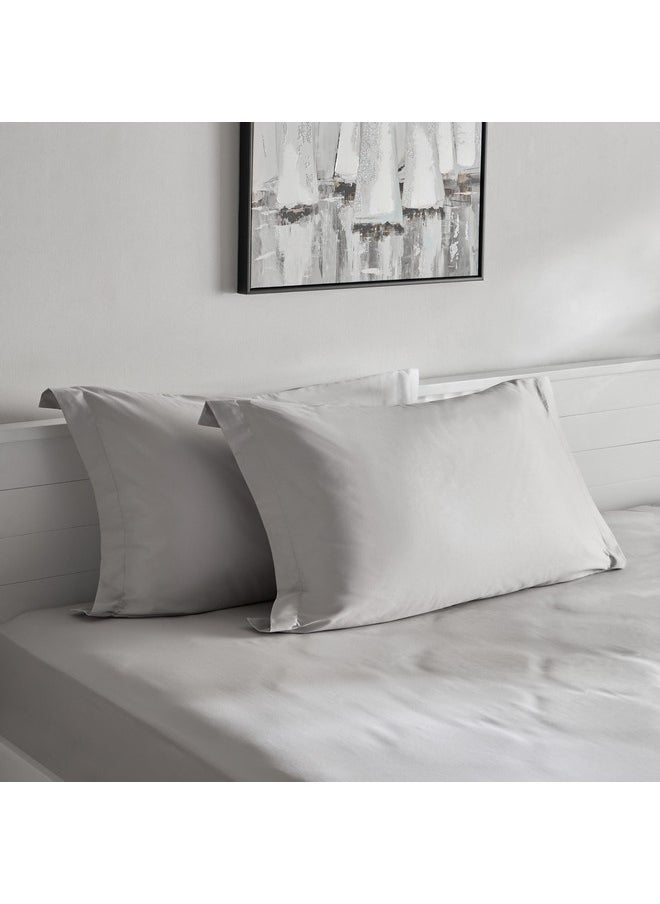 Opulent Luxe 2-Pieces Solid Cotton Pillowcase Set 75 x 5 x 50 cm