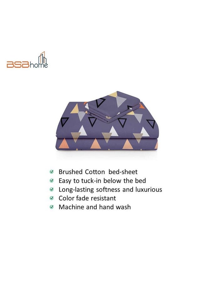 BSB HOME 180 TC Microfibre Glace Cotton Light Grey & White Single Bedsheet with One King Size Pillow Cover - Coat & Diwan Bed Bedsheet 60 x 90 inches