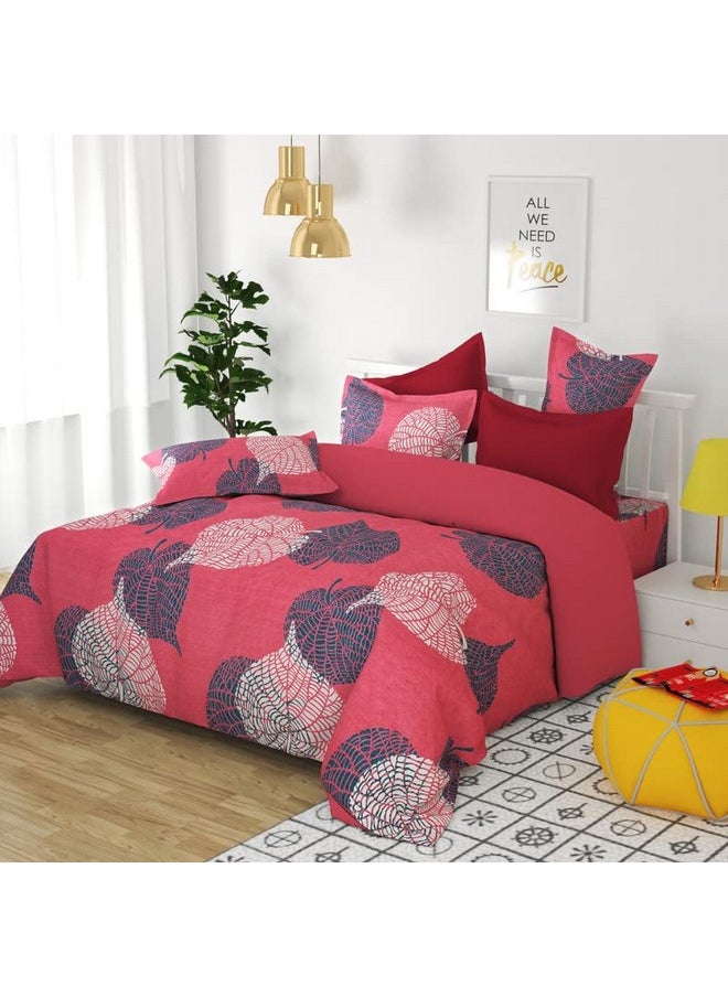 BSB HOME 120 TC Double Printed Bedsheet with 2 Pillow Covers | 110 GSM Soft Brushed Microfiber - Breathable & Wrinkle Free - (86 X 88 Inch, Pink & Grey)