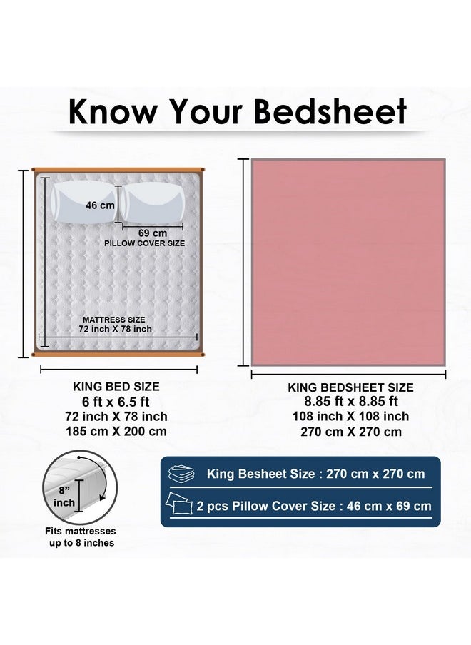 Story@Home Bedsheet for King Size Bed | Cotton Bedsheet | Solid King Size Bed Sheet Cotton with 2 King Size Pillow Covers (270 x 270cm, Red Bedsheet) King bedsheet | Perfect for Home Decor | 300TC