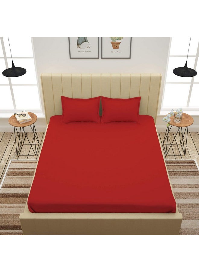 Story@Home Bedsheet for King Size Bed | Cotton Bedsheet | Solid King Size Bed Sheet Cotton with 2 King Size Pillow Covers (270 x 270cm, Red Bedsheet) King bedsheet | Perfect for Home Decor | 300TC