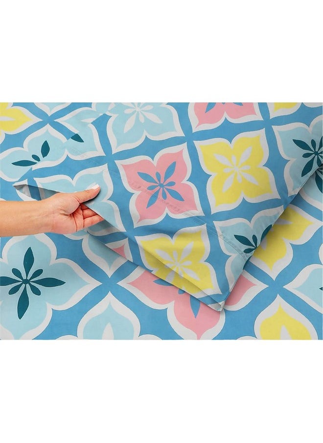 BSB HOME® Prime Collection 180 TC Cotton-Blend Single Size(90x60) Inch 1 Bedsheet with 1 Pillow Covers Single Bedsheet for Single Bed (Sky Blue & Pink)