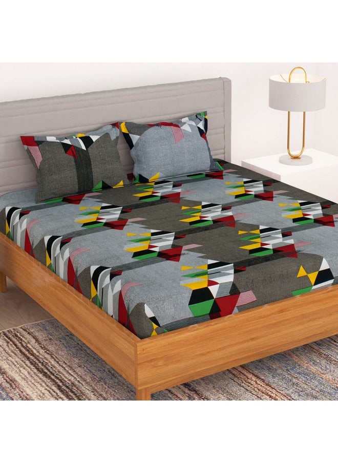 Story@Home Bedsheet for Double Bed with 2 Pillow Covers| Microfiber bedsheet | Soft & Light-Weight | bedsheets for Double Bed | 225x250cm | 150TC | Grey | Abstract | Perfect for Festive Gifting