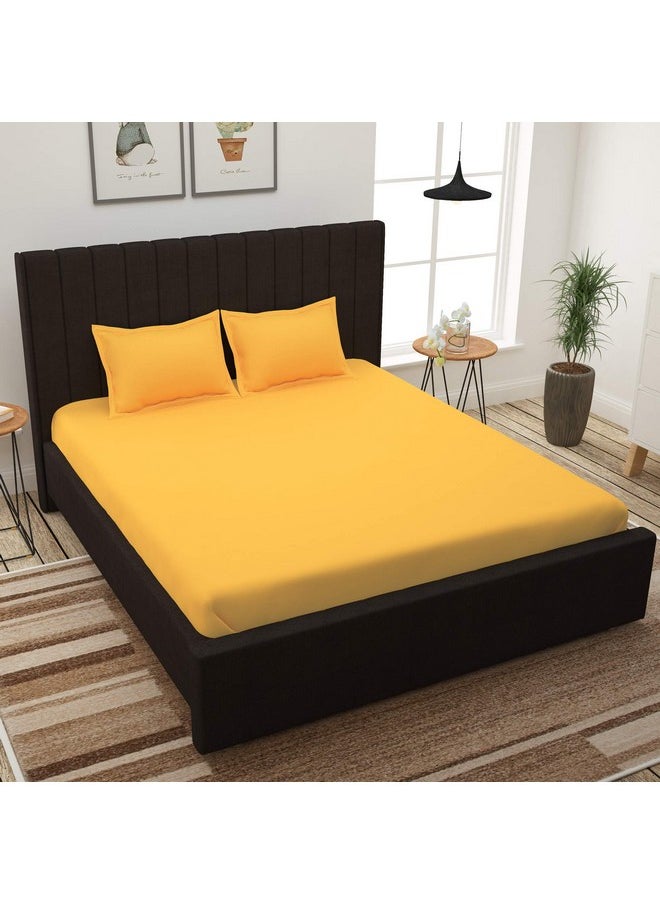 Story@Home Bedsheet for King Size Bed | Cotton Bedsheet | Solid King Size Bed Sheet Cotton with 2 King Size Pillow Covers (270 x 270cm, Yellow) King bedsheet | Perfect for Home Decor | 300TC