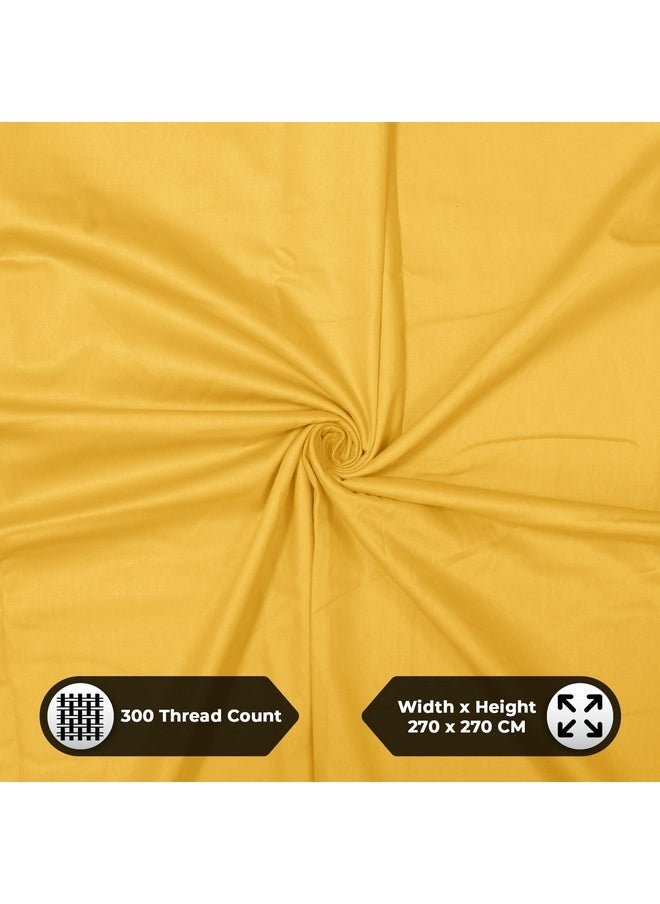 Story@Home Bedsheet for King Size Bed | Cotton Bedsheet | Solid King Size Bed Sheet Cotton with 2 King Size Pillow Covers (270 x 270cm, Yellow) King bedsheet | Perfect for Home Decor | 300TC