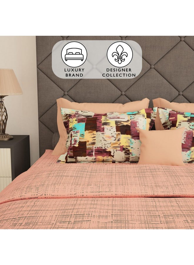 Story@Home Bedsheet for Double Bed | 152TC | Peach | Dotted Print | 1 Piece Cotton bedsheet for Double Bed with 2 Pillow Covers (225 x250cm) Perfect for Home Decor & Gifting | 100% Cotton bedsheets