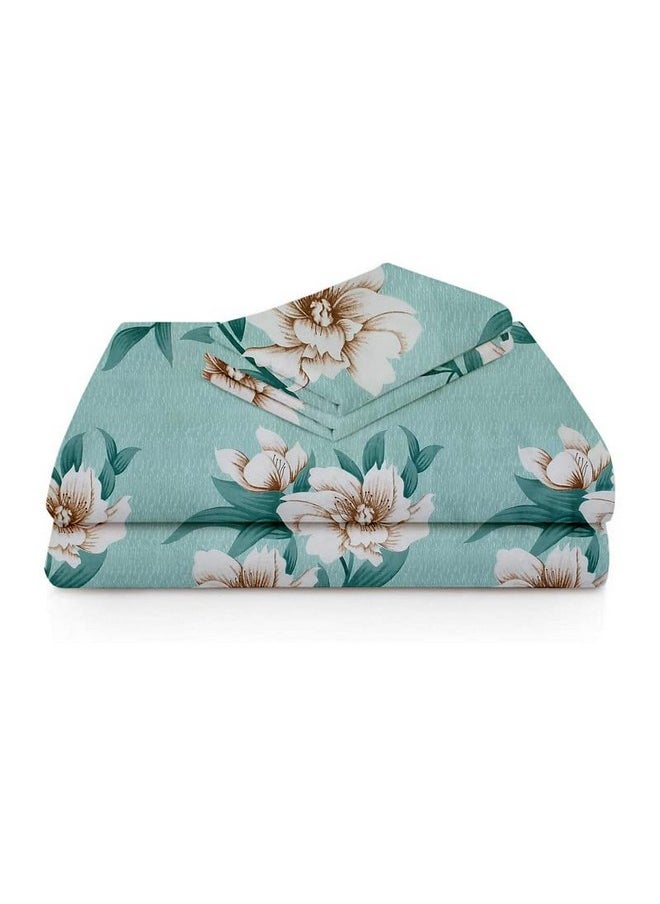 BSB HOME 144 TC Double Floral Bedsheet with 2 Pillow Covers | 120 GSM Soft Brushed Microfiber - Breathable & Wrinkle Free - (88 X 90 Inch, Green & Beige)