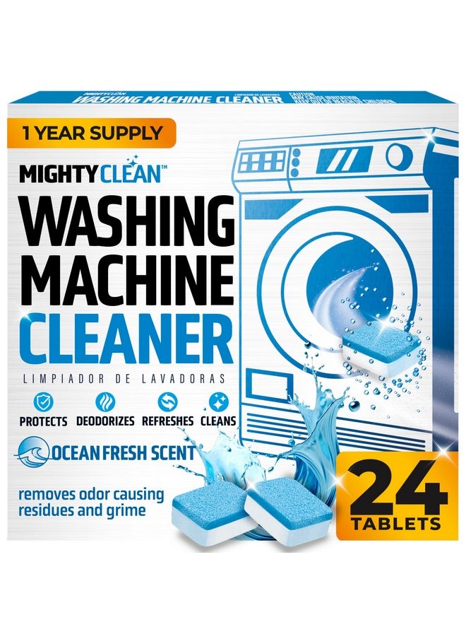 Washing Machine Cleaner Tablets 24 Pack - 1 Year Supply Washer Machine Cleaner Tablets, Septic Safe Washing Machine Cleaning Tablets, Washer Cleaner Tablets, Works with All Washers Including HE