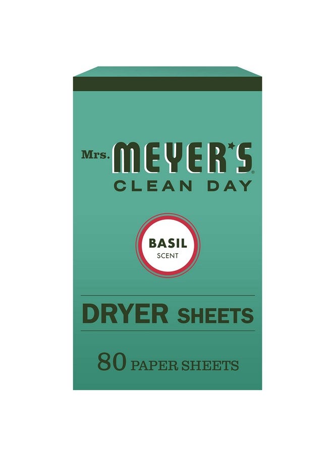 Mrs. Meyer's Clean Day Dryer Sheets, Softens Fabric, Reduces Static, Cruelty Free Formula, Basil Scent, 80 Count