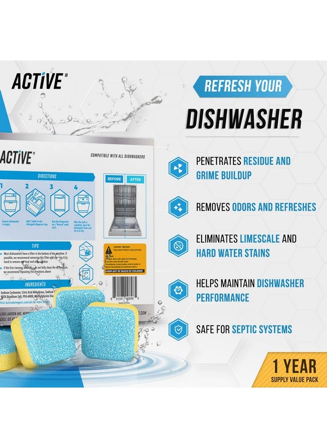 Washing Machine Dishwasher & Disposal Cleaning Tablets - Appliance Refresh Bundle Includes 12 Month Supply Cleaner Deodorizer, Washer Descaler, Disposer Freshener Deep 72