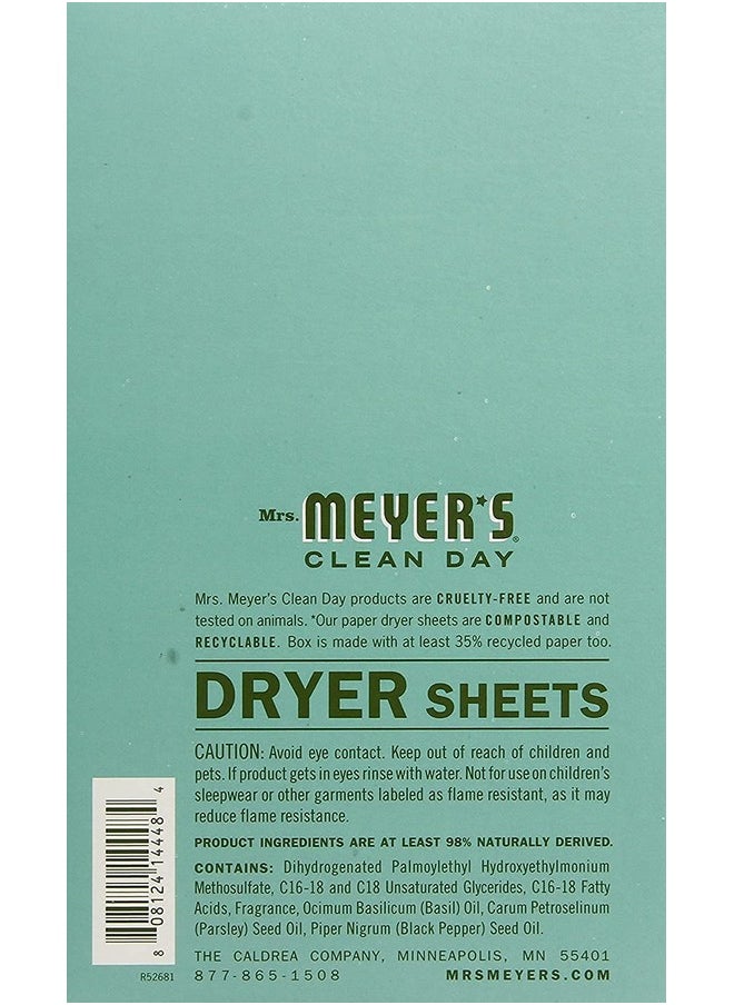 Mrs. Meyer's Clean Day Dryer Sheets, 80 Count (Basil, Pack of 3)