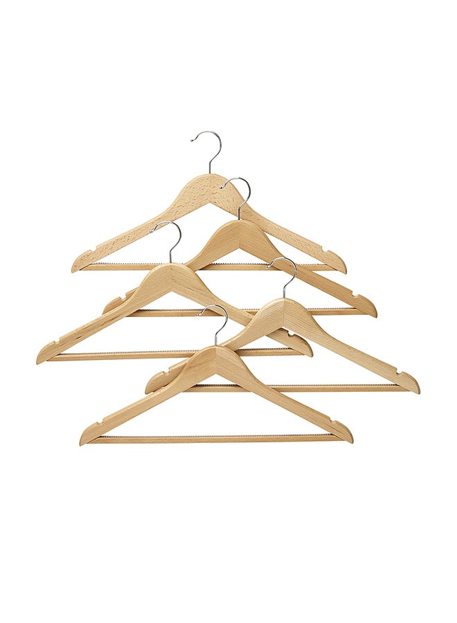 5-Piece Beech Wood Clothes Hangers Beige 45x25x7cm