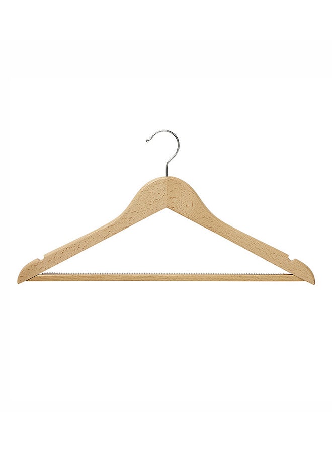 5-Piece Beech Wood Clothes Hangers Beige 45x25x7cm