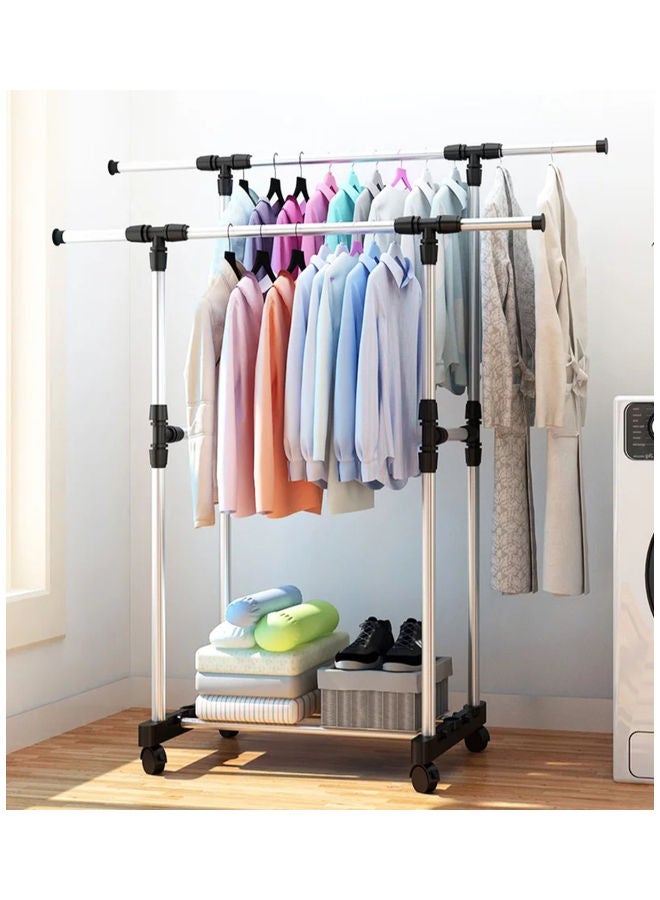 Metal Clothes Hanger Rack Silver