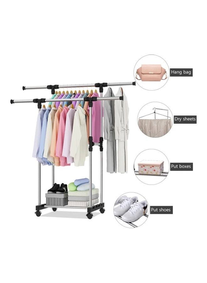 Metal Clothes Hanger Rack Silver