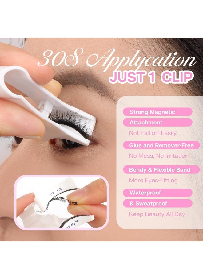 Magnetic Eyelashes Natural Look Magnetic Lashes With Applicator Reusable Magnetic Eyelashes Kit Without Eyeliner No Glue Needed Magnetic False Eyelashes For All Day Comfort (Yc02)